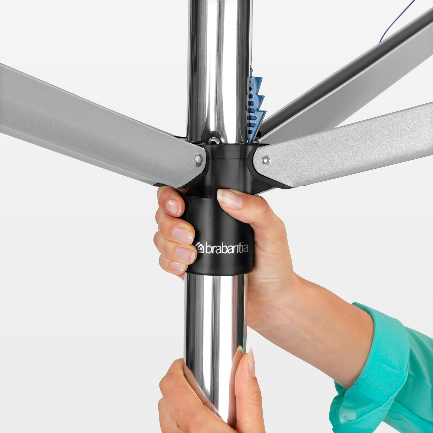 Brabantia - Topspinner - 40 Metres of Clothes Line - UV-Resistant & Non-Slip Lining - Smooth Turns - Umbrella System - Rotary Dryer with Ground Spike
