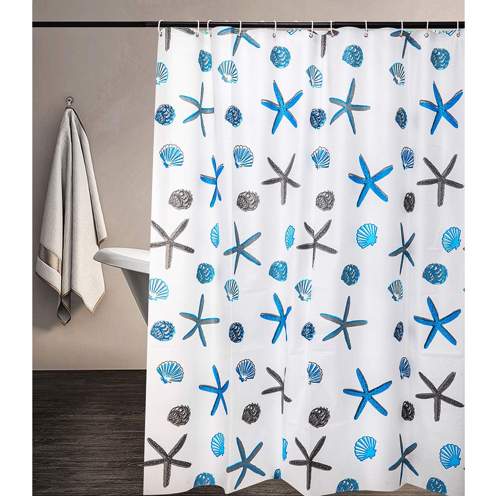 meioro Shower Curtains Ocean Theme Peva Waterproof and Mildew Resistant Bathroom Curtains Home Shower Curtain Liners with Rustproof Grommets and