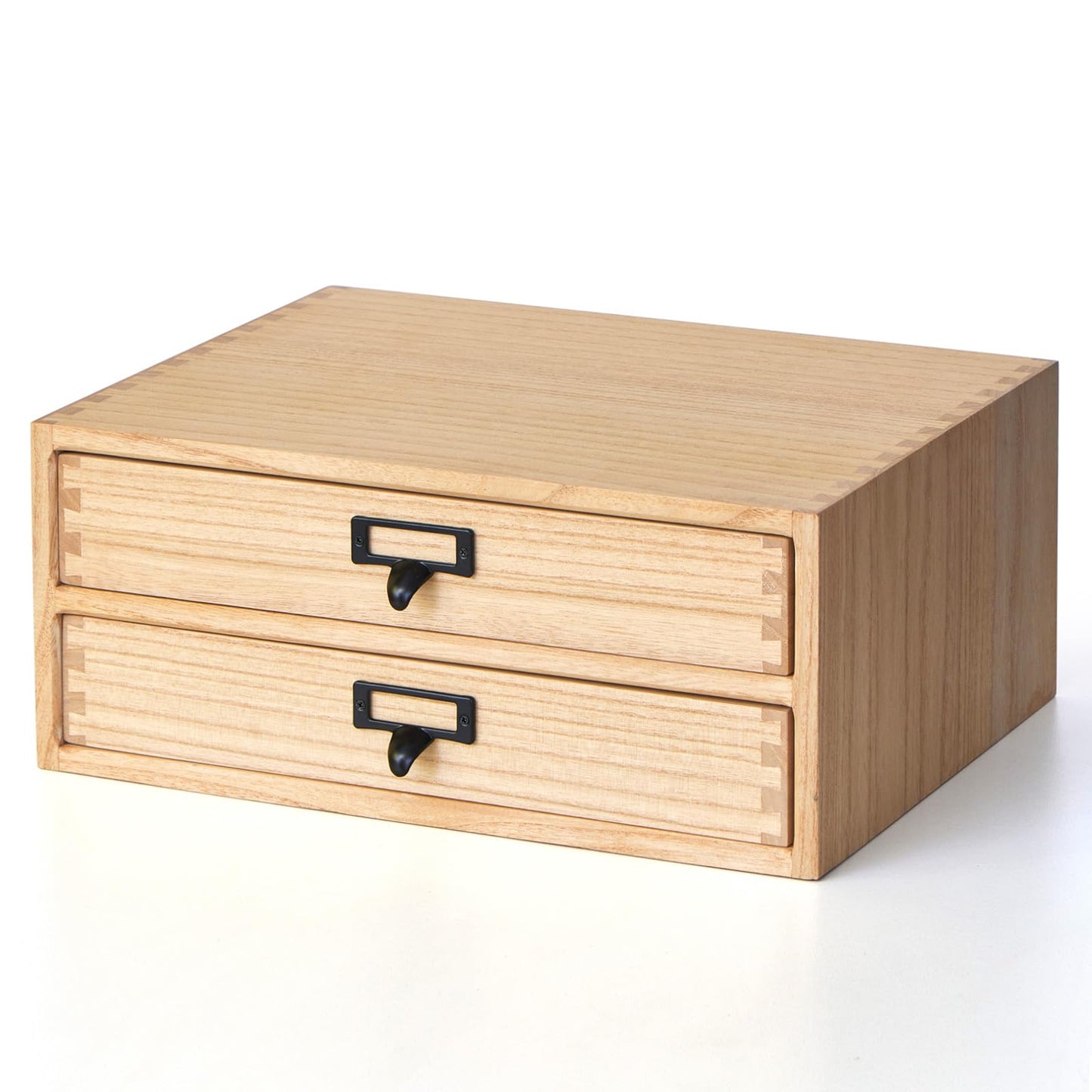 KIRIGEN Wooden Desktop Drawer Organiser, 2 Drawers, A4 Storage, Natural