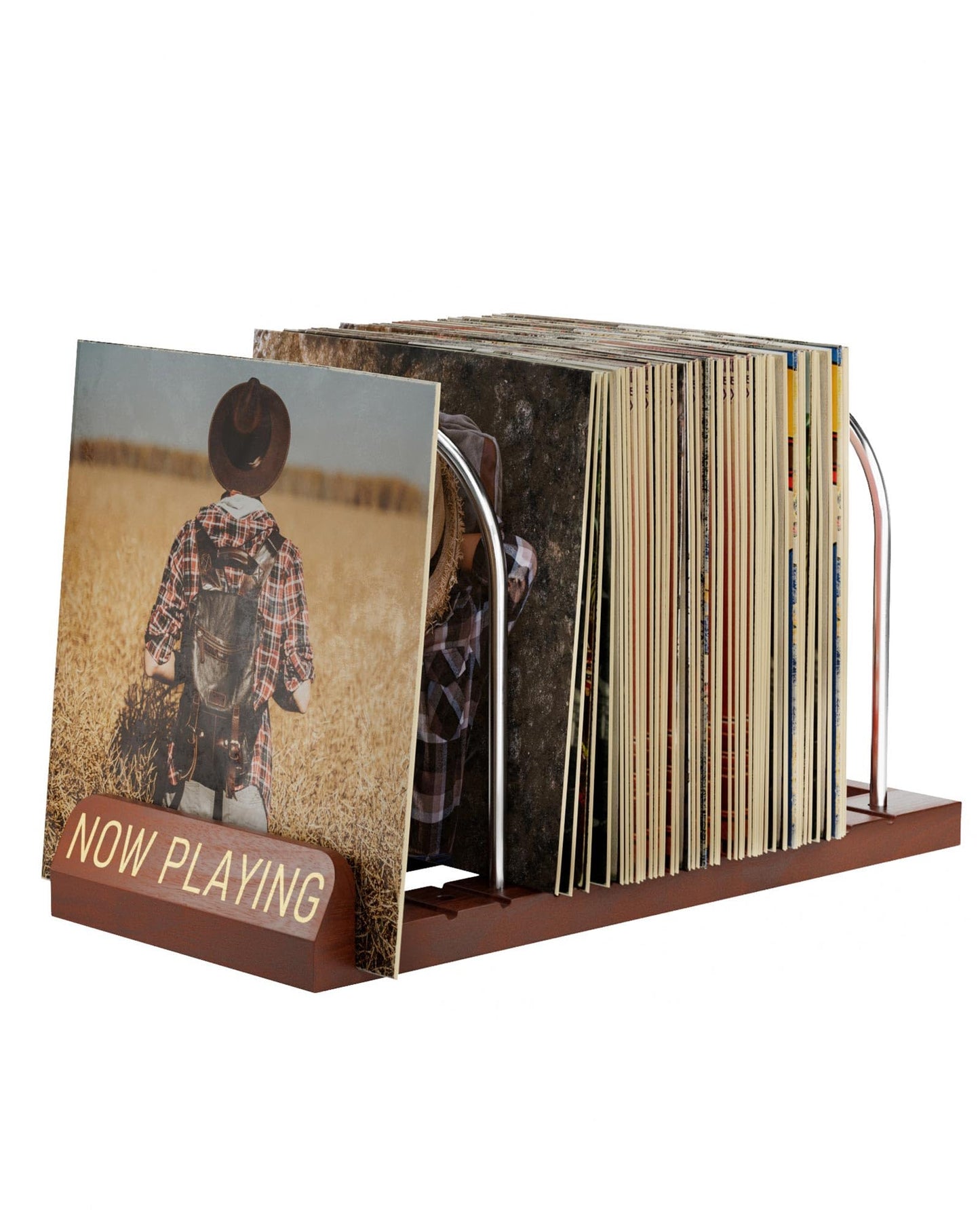 BS-VOG Now Playing Vinyl Record Holder Storage Fits 50 LPs, Gift Package