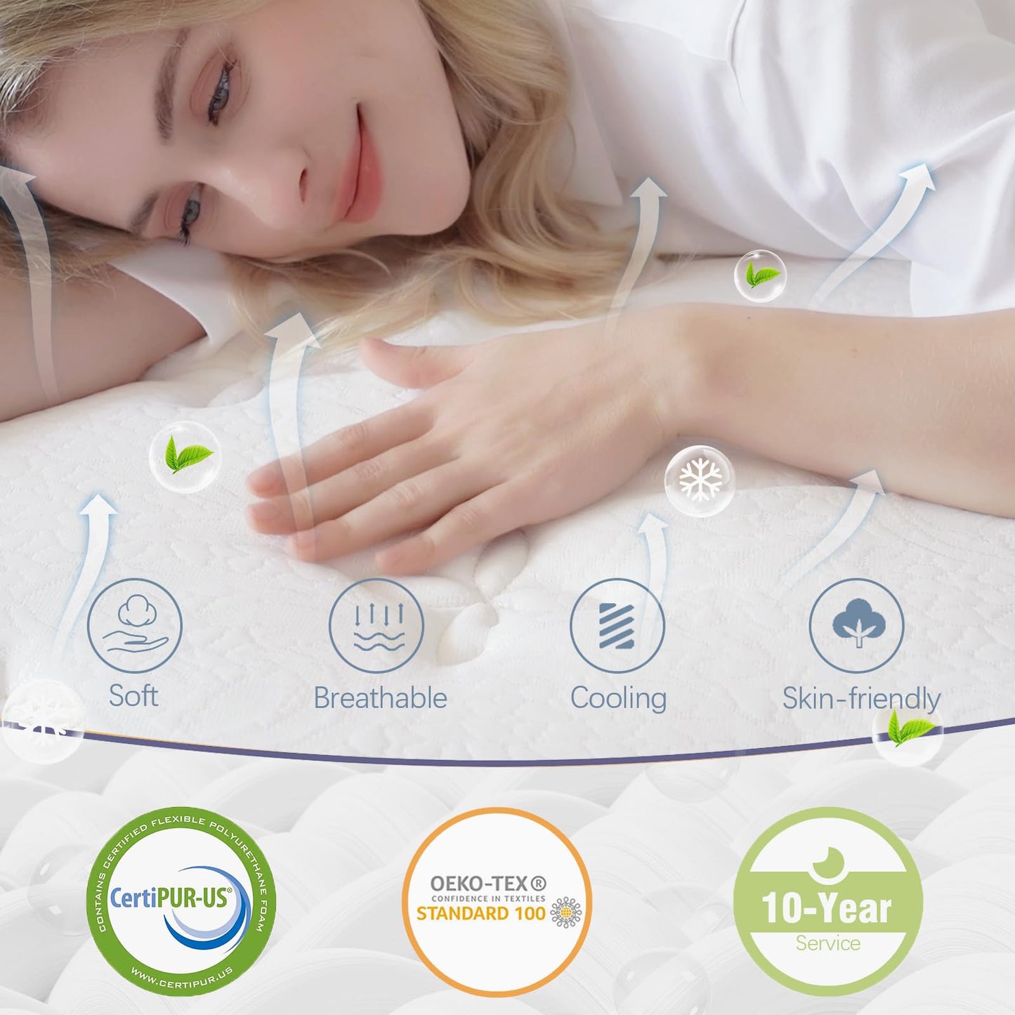 Bednew Double Mattresses 31cm, 12.2 Inch Innerspring Hybrid Mattress Double 4FT6 with Breathable Foam and Pocket Spring For Cool Comfort Sleep