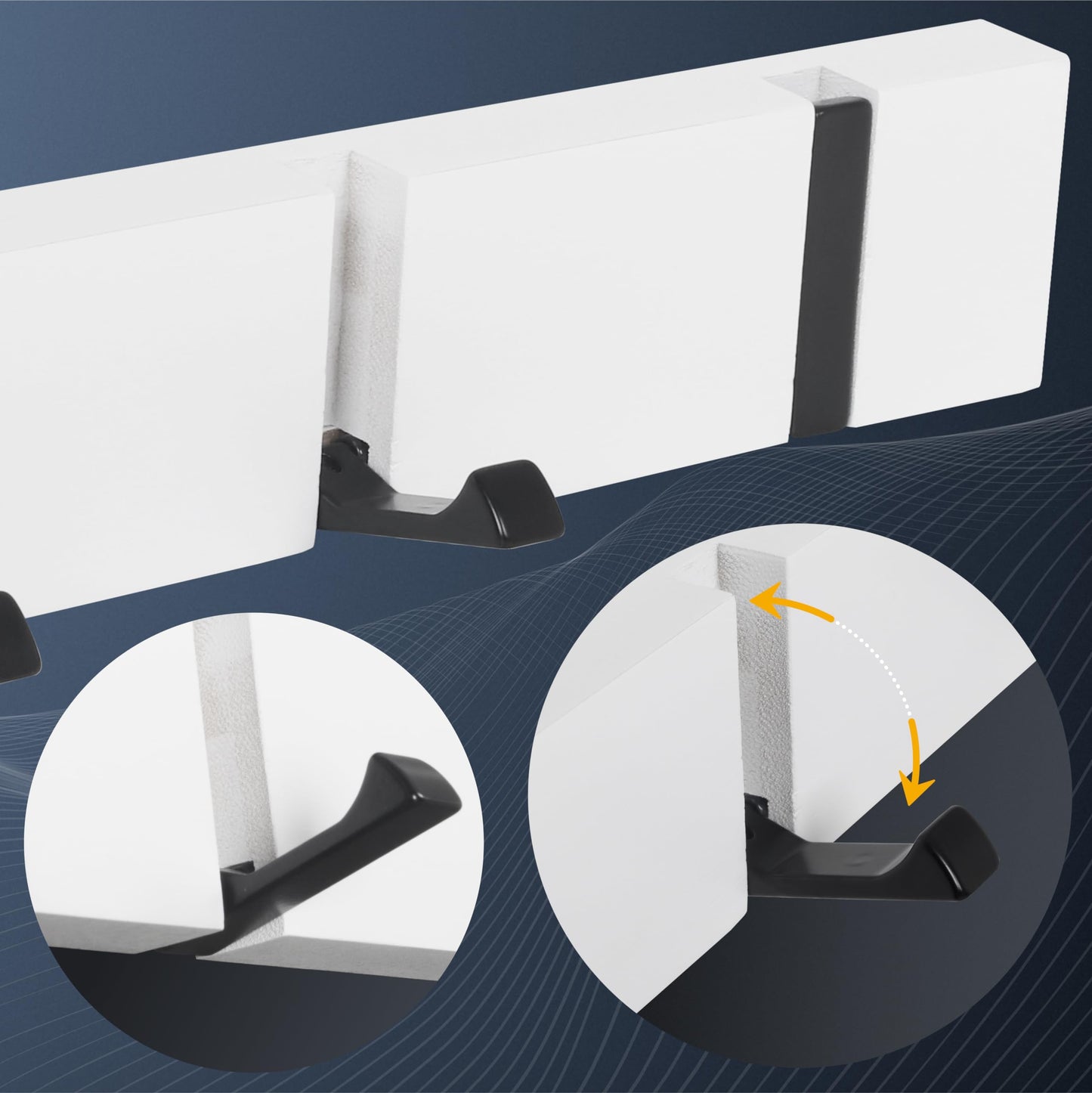 RICOO Modern Coat Hooks Wall Mounted, MH023S-W Wall Hanger with 3 Retractable Hooks, Wall Coat Rack with Space-Saving Design for Coats, Bags