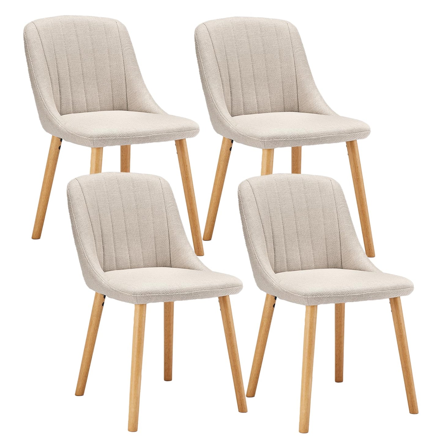 Goeurvant Dining Chairs Set of 4 Polyester Chairs for Living Room with Wood Legs Upholstered Kitchen Chair, Beige