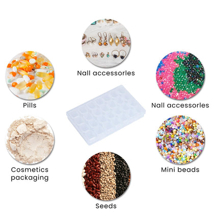 SUSNUAN 2 Pack Bead Storage BoxDiamond Painting Storage28 Grids Transparent Plastic Box RemovableSmall Jewellery Craft Storage Compartment Storage