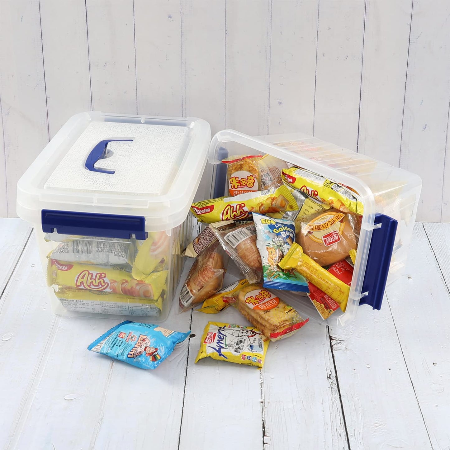 Minekkyes 6 Pack Clear Plastic Stackable Storage Boxes, Organizing Container with Handle and Secure Latching Buckles (6 Litre)