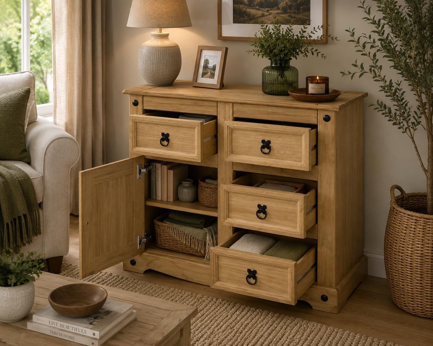 Corona 4 Drawer 1 Door Sideboard