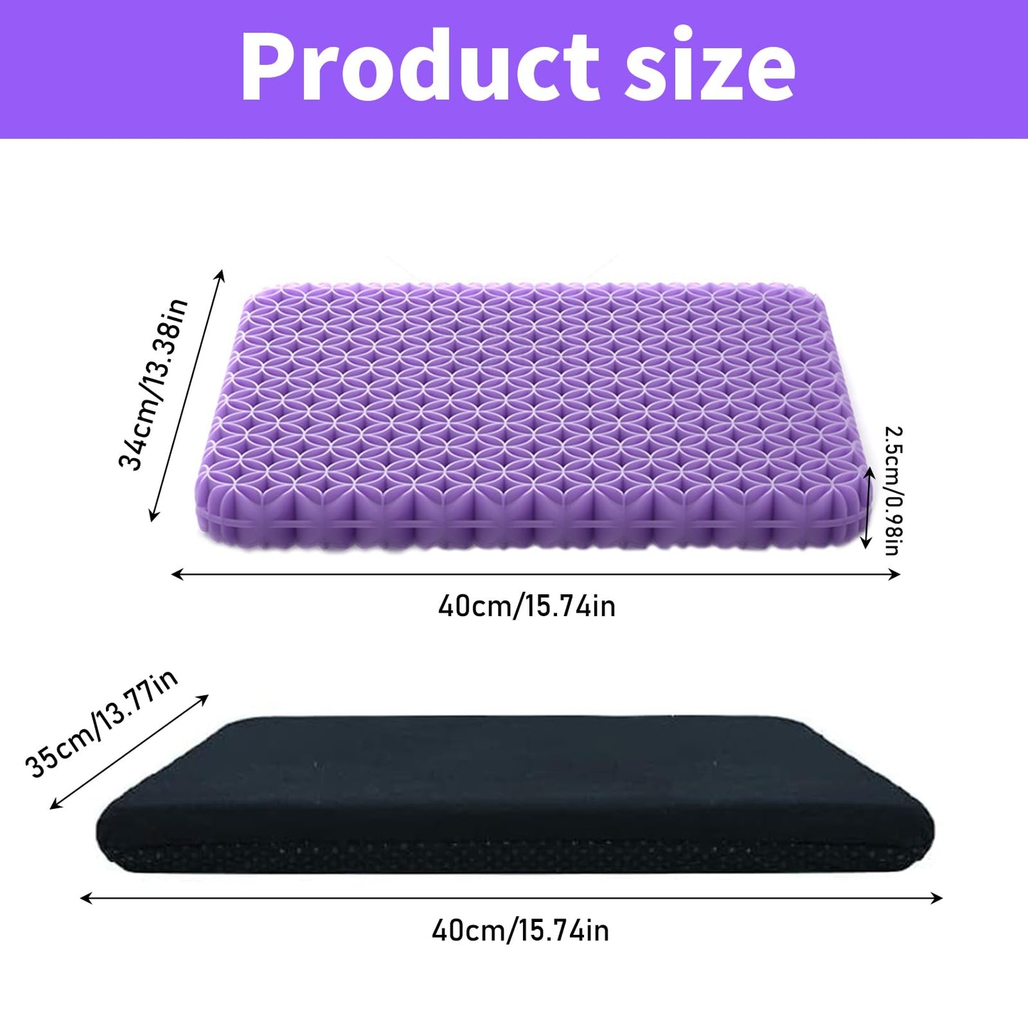 LCUHAVA Gel Seat Cushion new Honeycomb Design gel for Sitting Cool and Breathable Soft Sitter, Relieves Back and Tailbone Pain for Office Chairs