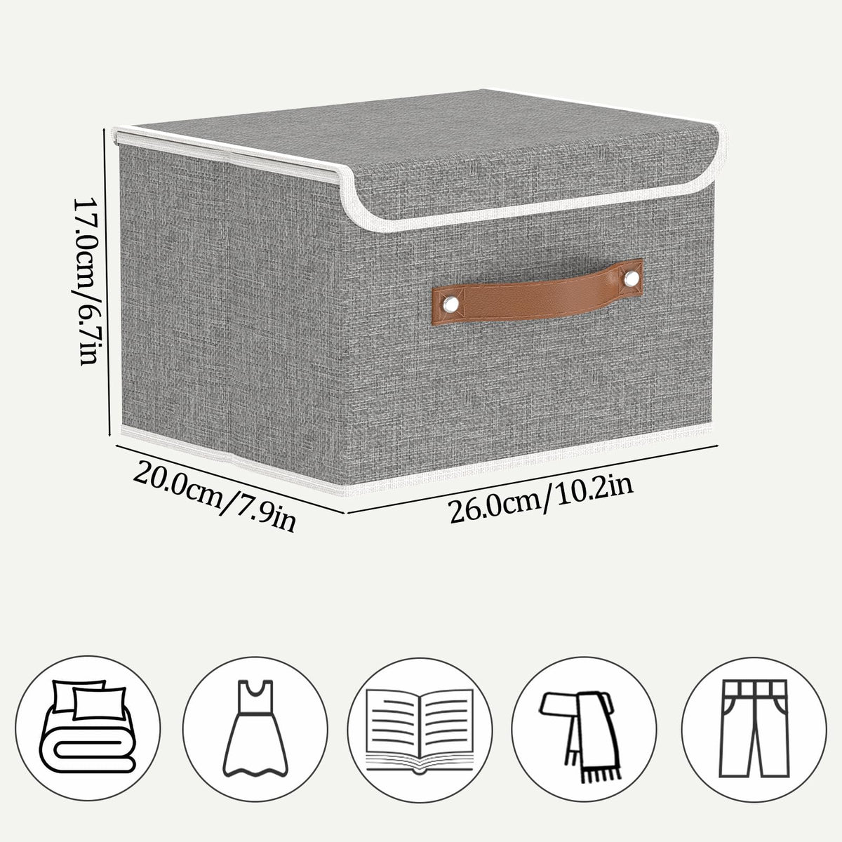 OUTBROS Storage Boxes with Lids 5 Pack, Organiser 26x20x17cm, Grey