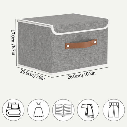 OUTBROS Storage Boxes with Lids 5 Pack, Organiser 26x20x17cm, Grey