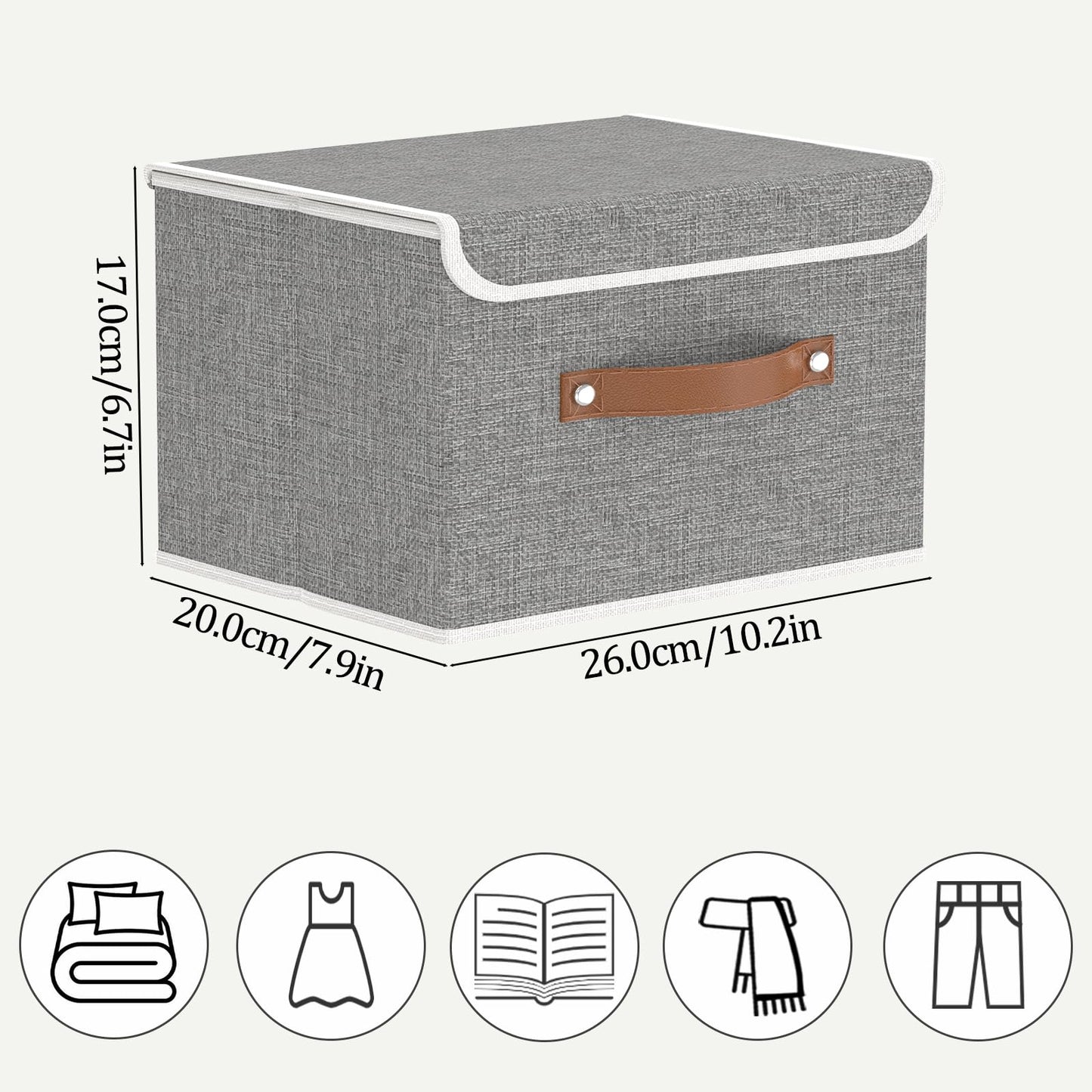 OUTBROS Storage Boxes with Lids 3 Pack, Organiser 26x20x17cm, Grey