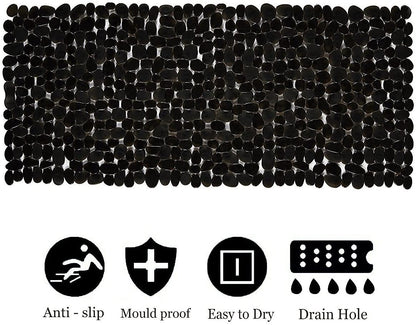 Marsheepy Non-Slip Pebble Bath Mat,Extra Long Anti Slip Bathtub Shower Mat with Suction Cups and Drain Holes for Bathroom,Machine Washable,40 x 88