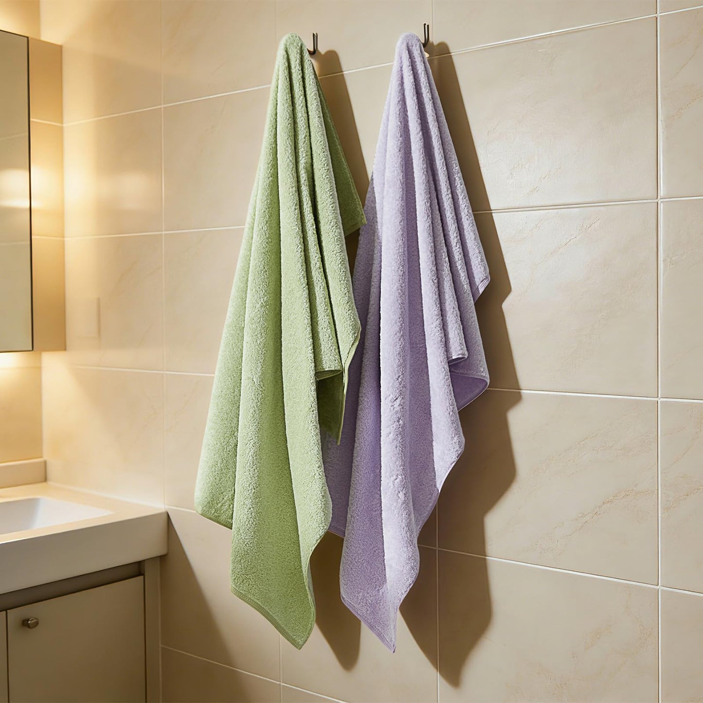 Vie TRIOMPHE Bath Towels Set of 2,70x140cm Cloud Weave Zero Twist Long Staple Cotton, Ultra Soft, Highly Absorbent, Quick Dry Bath Sheets