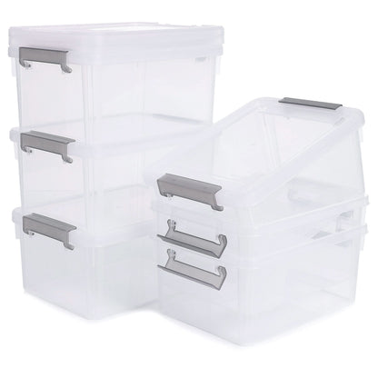 Citylife 6 Pack 3L Stackable Clear Plastic Storage Boxes with Handles