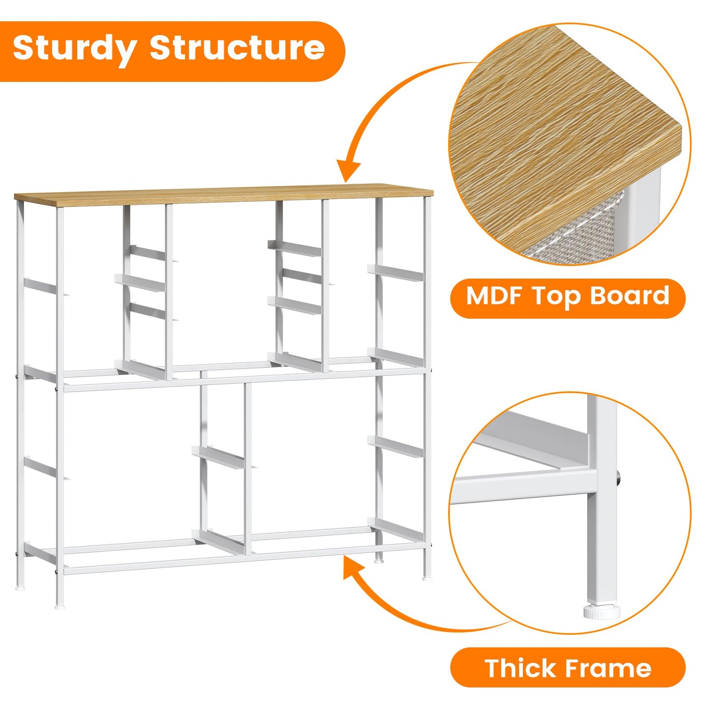 GoaHi Chest of Drawers, Large Dressers with Metal Frame and MDF Wooden Top Board, Adjustable Feet, Anti-Tip Safety