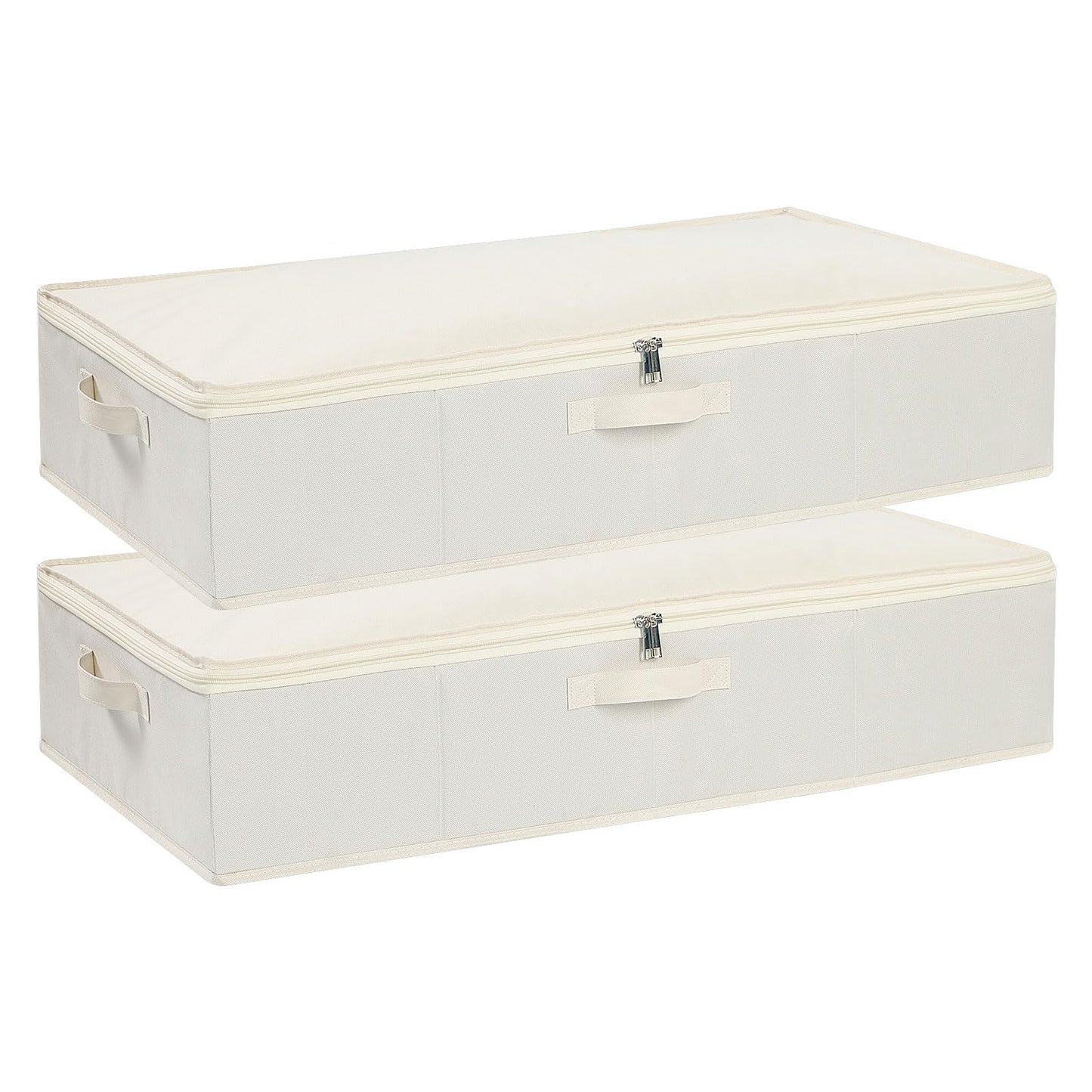 YheenLf Beige Under Bed Storage Boxes with Lids,2-Pack,60×30×15 cm