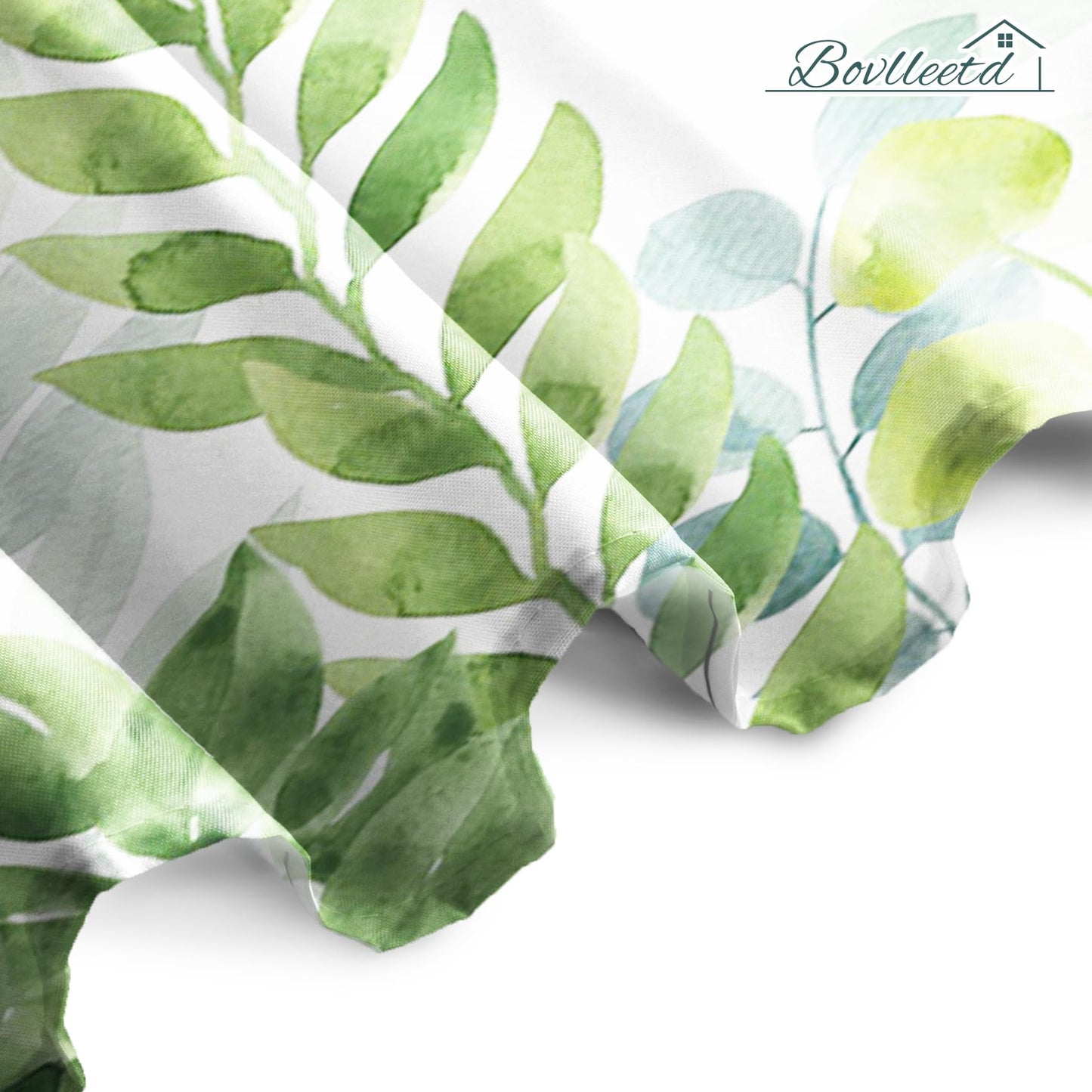 Bovlleetd Green White Stall Shower Curtain Watercolor Botanical Eucalyptus Leaves Bathroom Plants Shower Curtain Polyester Fabric Bath Curtain with