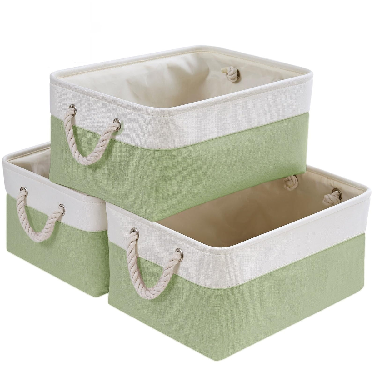 SOCOHOME Fabric Storage Box, Storage Basket with Handles for Shelves Toy, Wear-Resistant and Reinforced M, 3 Pack