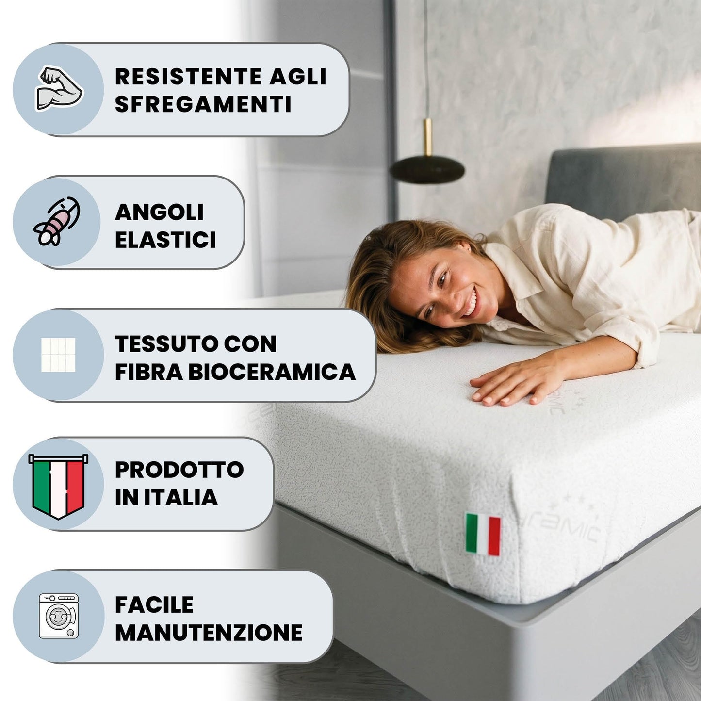 Italian Bed Linen MB HOME ITALY Mattress Cover, Thermocontrol, White, Small Double 120x200 cm