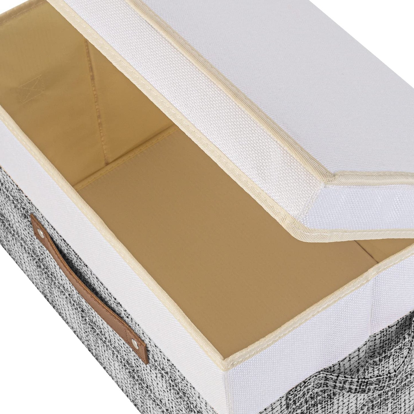 TYEERS Collapsible Storage Box with Lid, Patchwork Design, Decorative, Fabric Storage Box for Clothes, Wardrobe Storage, 38x25x25 cm, Set of 5, Grey