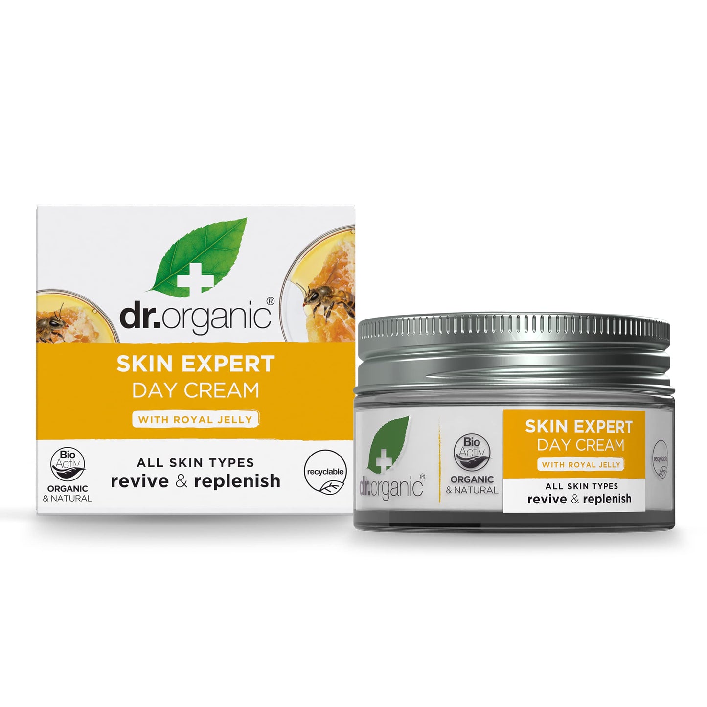 Dr Organic Royal Jelly Day Cream, Healthy-Aging, All Skin Types, Mens, Womens, Natural, Vegetarian, Cruelty-Free, Paraben & SLS-Free, Recycled &