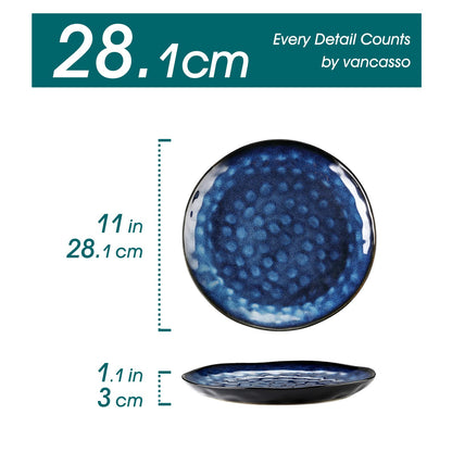 vancasso Dinner Plates Set, 10.5 Inch Scratch-Resistant Ceramic Plate, Microwave, Oven and Dishwasher Safe Dinner Plates Set of 4, Reactive Glaze and