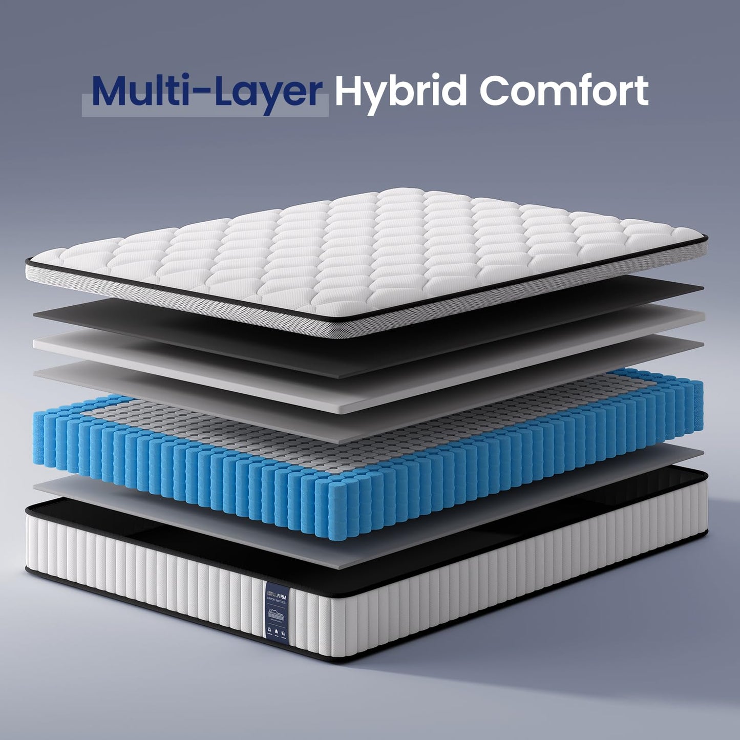 BedStory 5FT King Size Mattress 10.2 Inch, Medium Firm Hybrid Pocket Sprung Mattress with Breathable Foam, Motion Isolation & Pressure Relief
