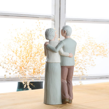 Carracci Loving Elderly Couple Figurines, Wedding Anniversary Statues for Home Decoration, Sculpted Hand-Painted Figures Gifts to Parents Grandparents