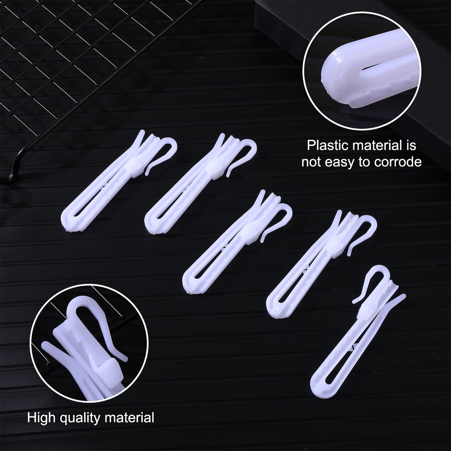 Sorcristy 50 Pcs 7cm Pinch Pleat Curtain Hooks White Plastic Adjustable Curtain Clips Rust Proof Drapery Pins for Window Door Shower Curtains