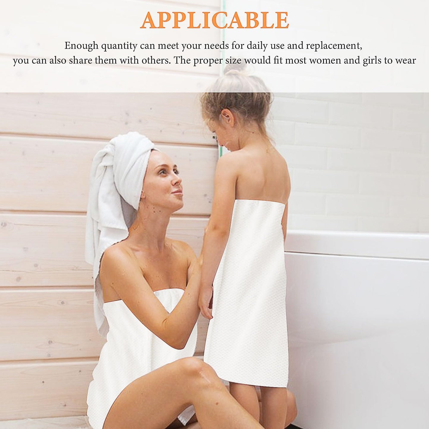 YFNVH 4 Pack Women Towel Wraps with Velcro Closure, White Spa Body Wraps
