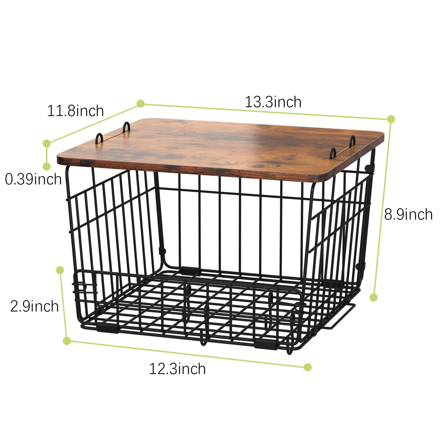 Delamu 2 Pack Potato and Onion Storage, Pantry Organizer and Storage with Wood Top, Kitchen Counter