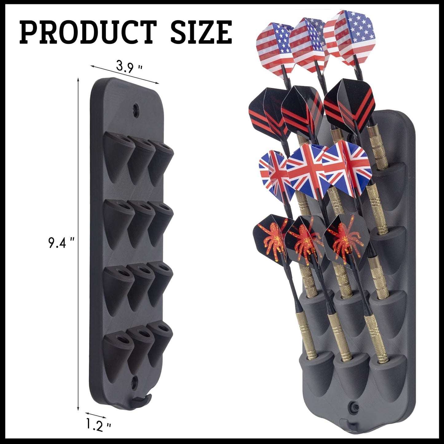 Extguds Dart Holder Wall Mount,Dart Display Rack,Dart Stand Displays 12 Steel/Soft Tip Darts,with Storage Bag,Screws, expansion tube,Screwdriver