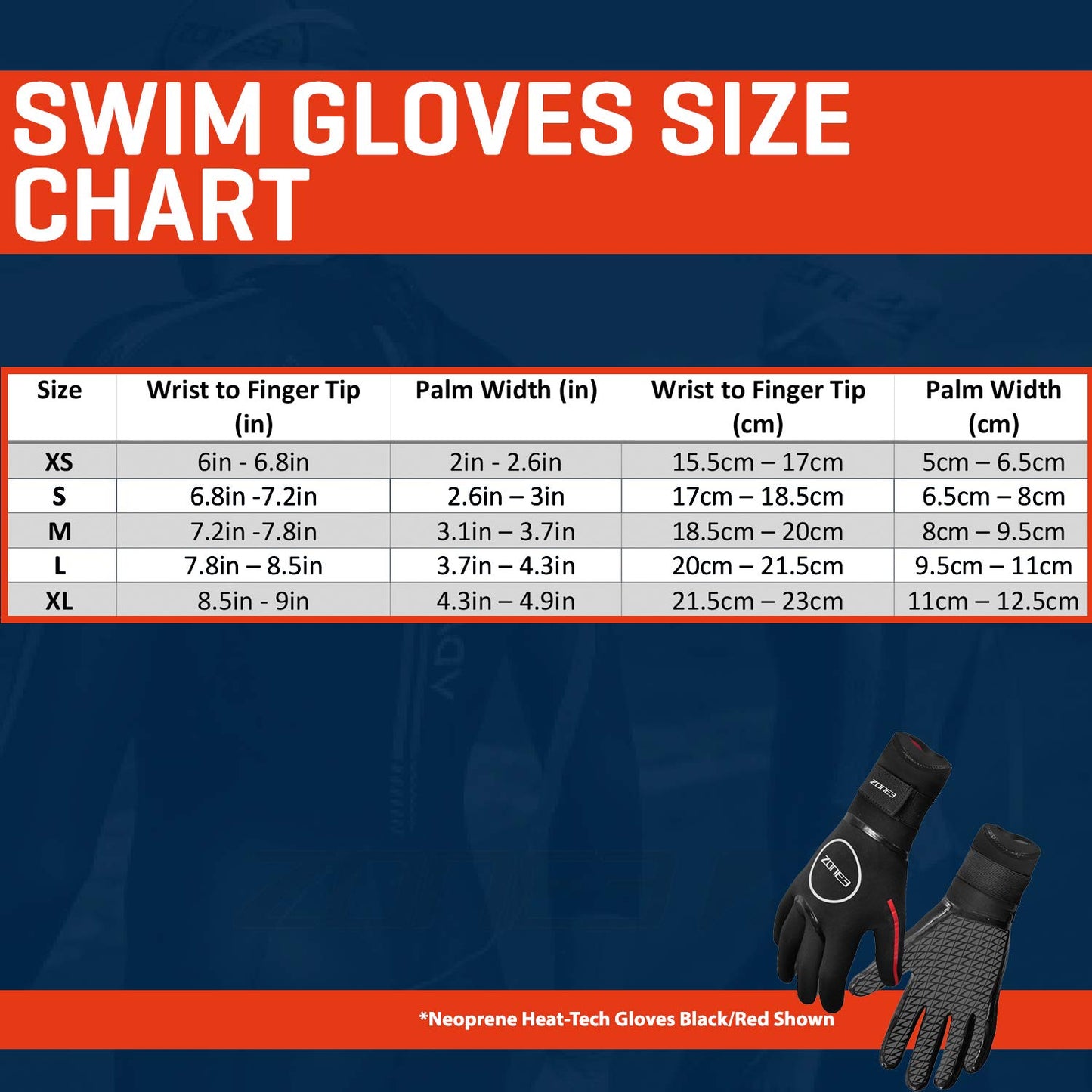 ZONE3 NEOPRENE HEAT TECH GLOVES S