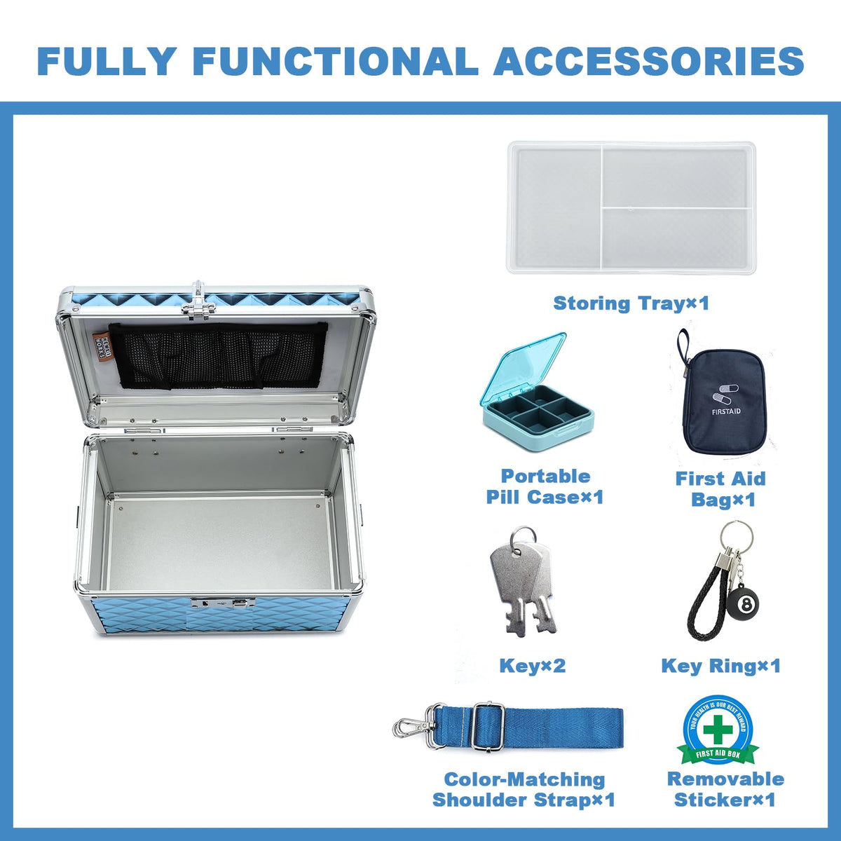 HEWEI WORKS Storage Box with Key Lock, Lockable Medicine Storage Box, Empty First Aid Box, Security Lock Box
