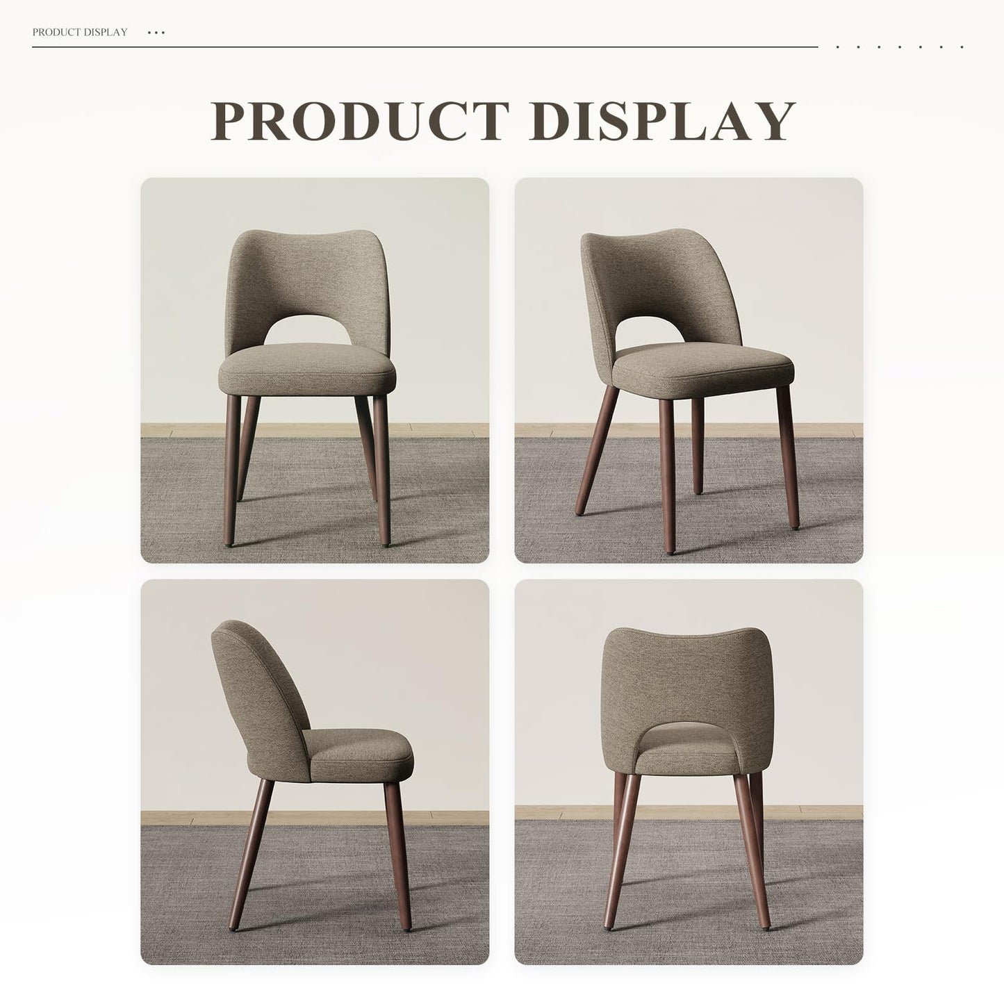 MALOL Upholstered Dining Chairs Set of 4, Fabric Chairs for Dining Room with Solid Wood Legs, Hollow Backrest and Thick Seat Cushion