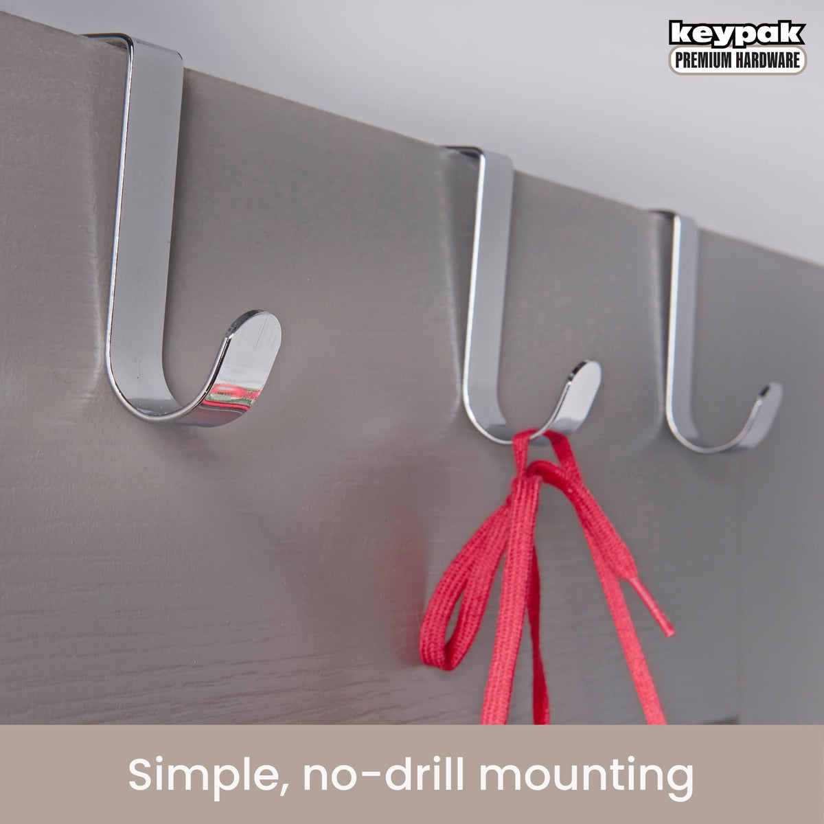 Keypak Over Door Hanger, Pack 3 Metal Hooks, Fits Doors up to 4cm