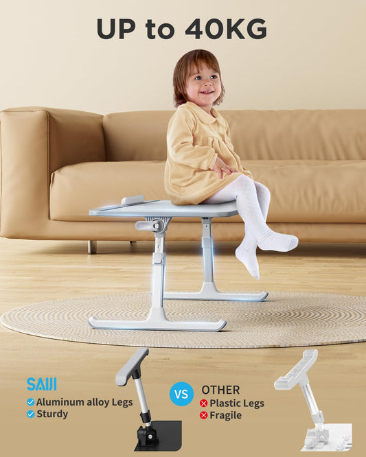 Lap Desk, SAIJI Bed Table, Thick Stable Feet, Height and Angle Adjustable, Enough Mouse Space, up to 17'' Laptop, for Homeoffice, Breakfast, Study