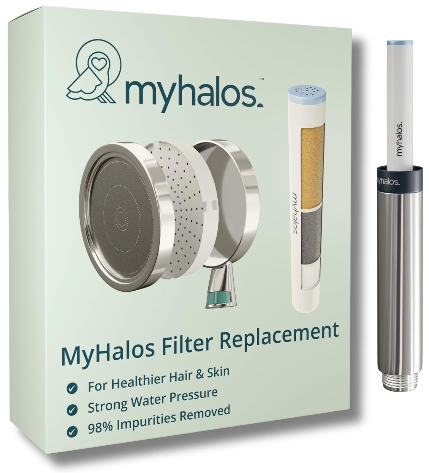MyHalos? Handheld Filtered Shower Head with Handheld Handle - High Pressure Shower Heads with Filter to Reduce Chlorine & Soften Water - Easy to