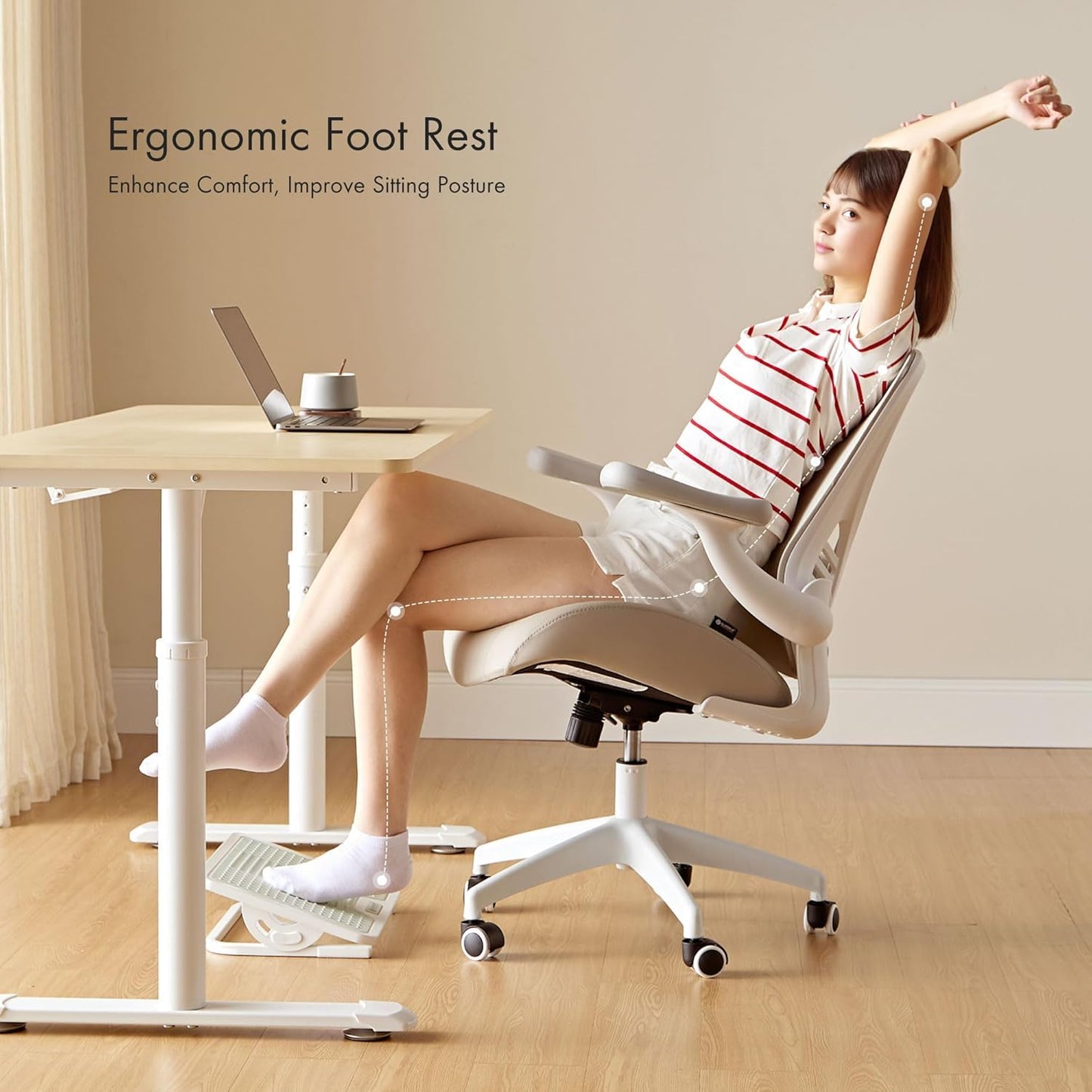 EUREKA ERGONOMIC Foot Rest Under Desk, Ergonomic Adjustable Footstool with Metal Frame, Massage Surface & 3 Height Positions
