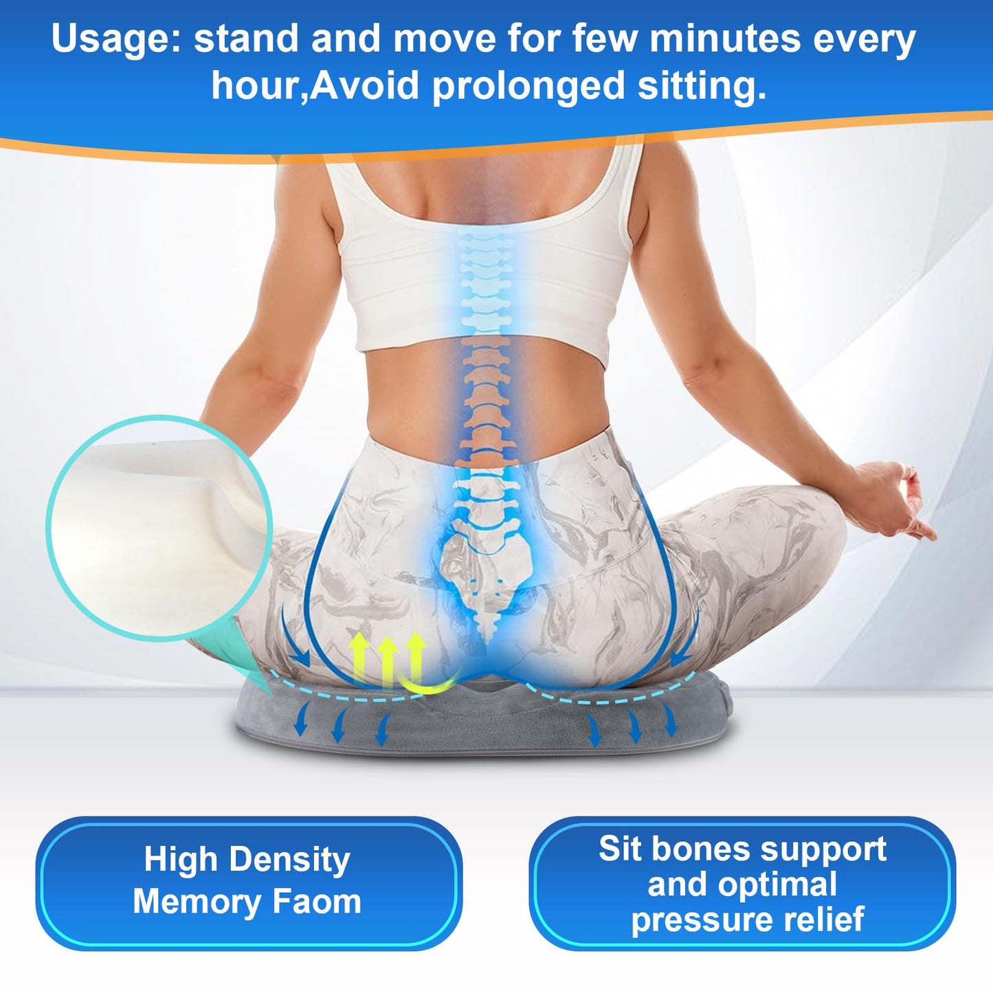 Ecosafeter Donut Cushion Ergonomic Coccyx Support Hemorrhoid Cushion