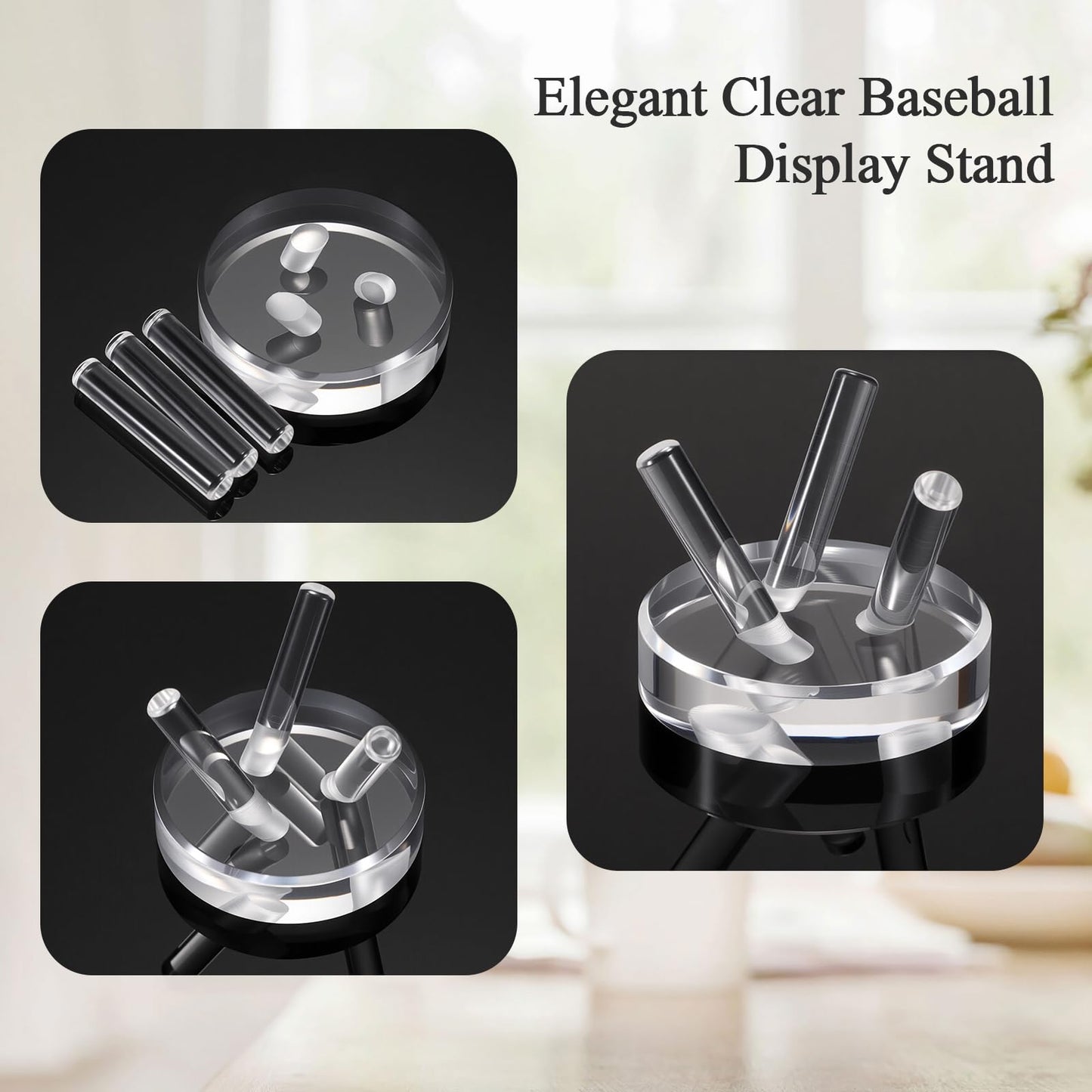 OLegei 1Pcs Mini Acrylic Tripod Stand, Baseball Display Holder for Tennis, Golf, Cricket, Crystal Sphere Geode Rock Clearly Display Base