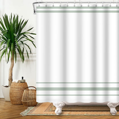 SDOTPMT 180x180cm Green and White Shower Curtain Modern Classic Green Striped Bath Curtain Countryside Farmhouse Minimalism Bathtub Curtain for