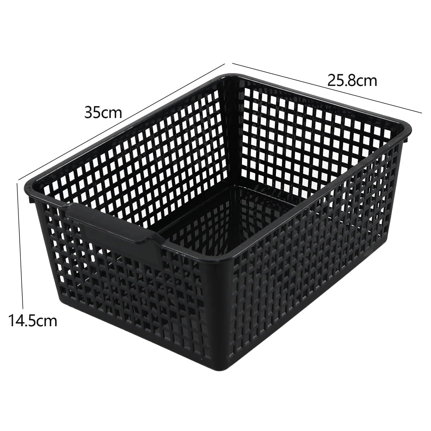 Zopnny 6 Pack Plastic Desktop Storage Basket, Large Organized Basket, Black