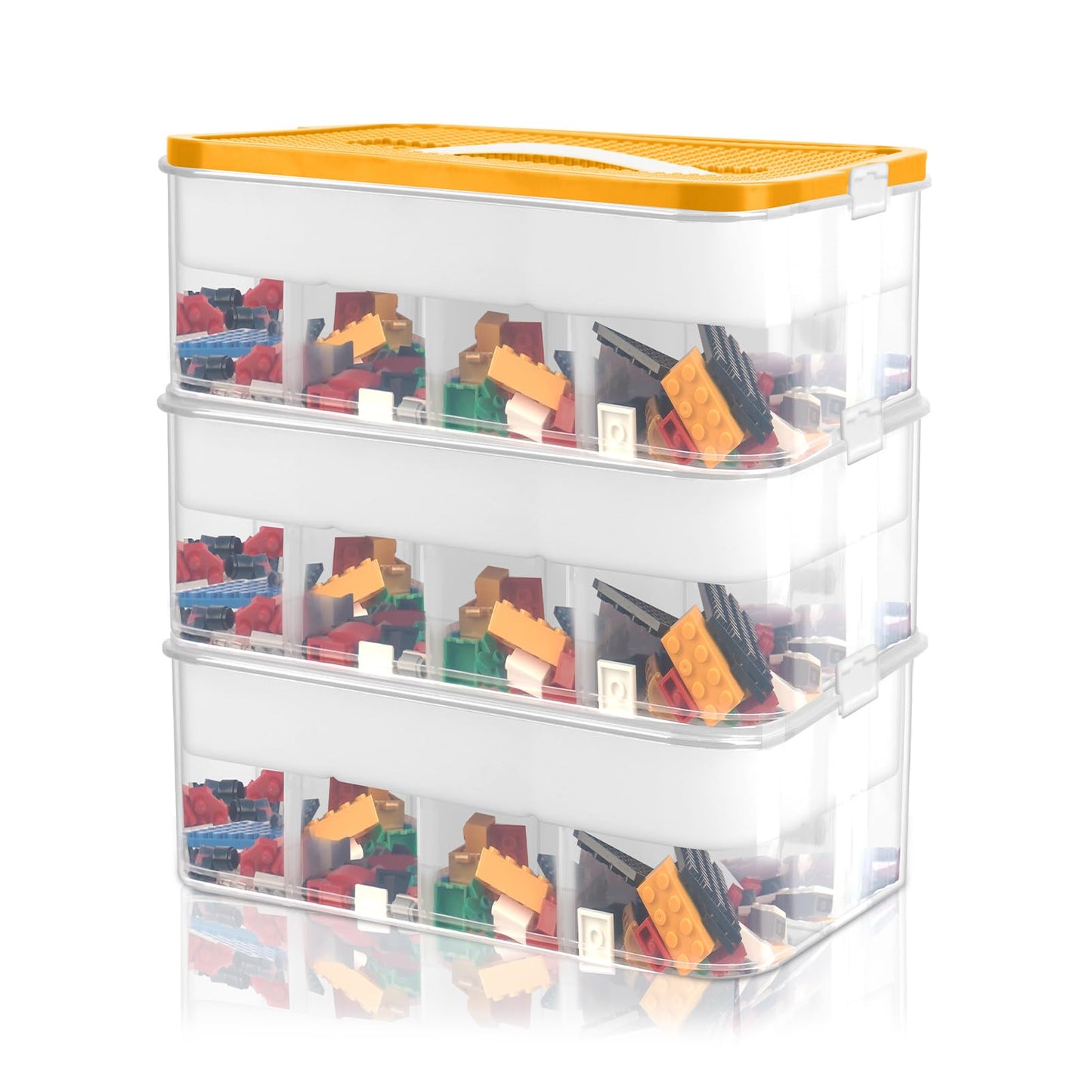 Storage Organiser for Lego, 3 Layers Stackable Storage Box with Lids