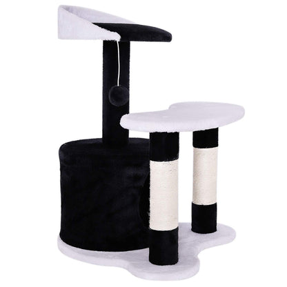 lionto dibea Cat Tree Activity Centre Sisal Climbing Toy, 65 cm, Black/White