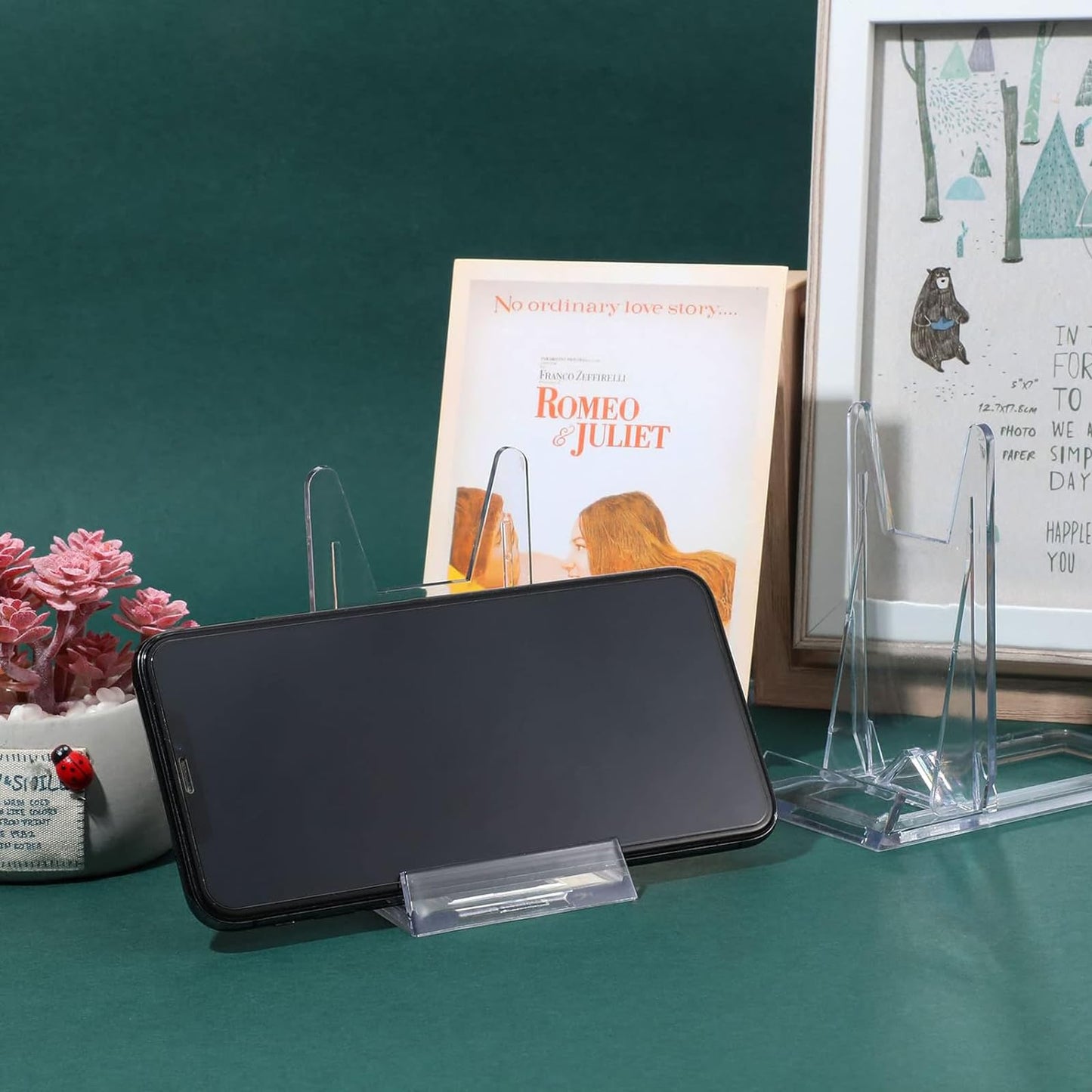 Quixotical 10 PCS Clear Plastic Display Stand, Adjustable Acrylic Plate Holder for Displaying Plates, Photos, Cookbooks, Mobile Phones, and More