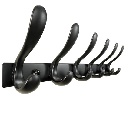 HONSKY Wall Coat Rack- Stylish,44cm Metal Coat Hanger Wall Mounted,Heavy Duty 6 Hooks Wall Coat Hook for Hallway, Bedroom