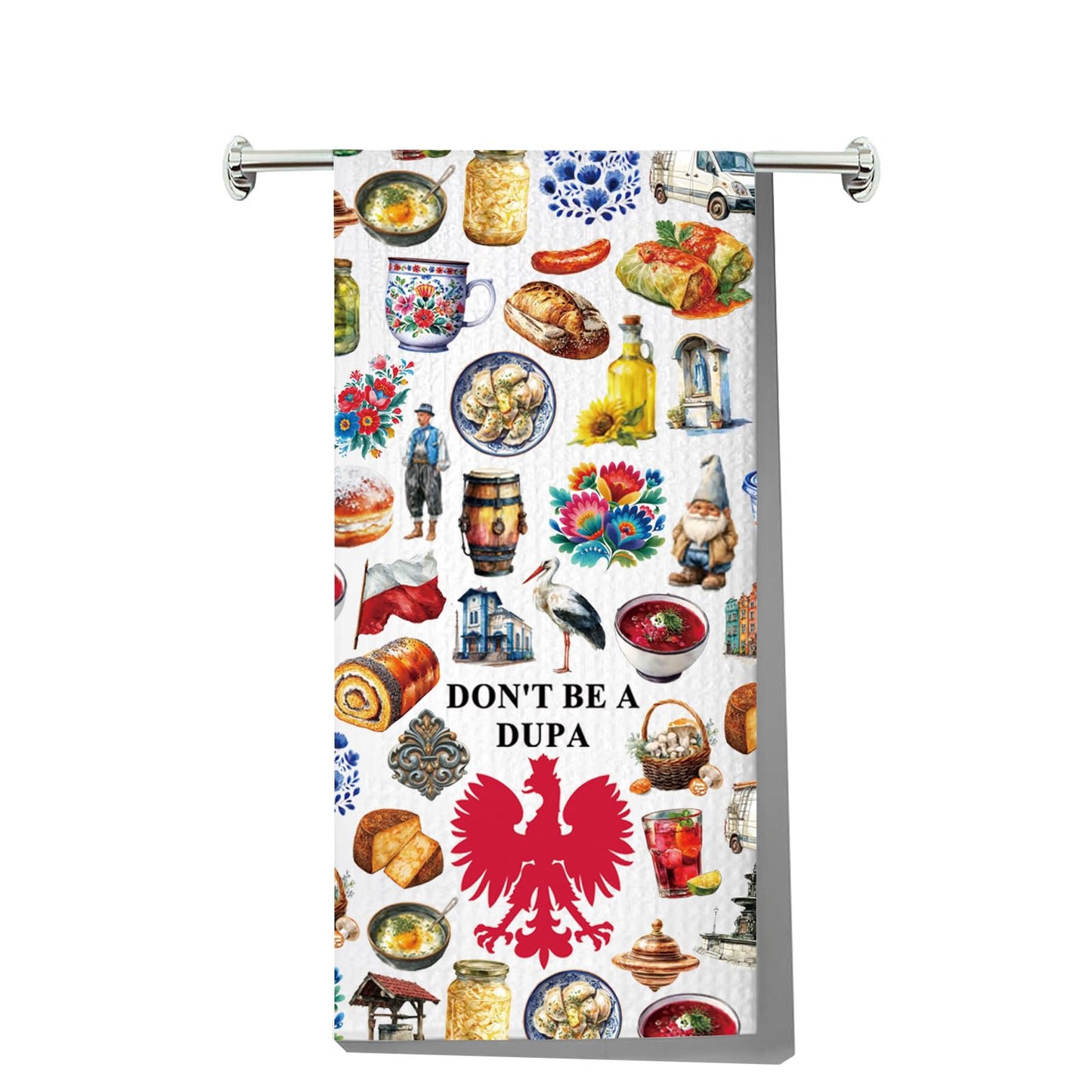 MYSOMY Polish Dish Towels Poland Souvenirs Gifts Don't Be a Dupa Polska Towels Polish Mom Gift Poland Chef Kitchen Merch (ManyDUPA kt2)