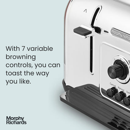 Morphy Richards Venture Red 4 Slice Toaster - Defrost Setting - High Lift Feature - 240133
