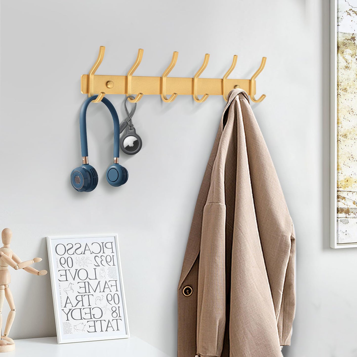 MEIJO Coat Hooks Wall Mounted, Coat Rack Wall Mounted Stainless Steel Heavy Duty Wall Hook, Coat Hooks for Door, Bedroom, Bathroom, Kitchen