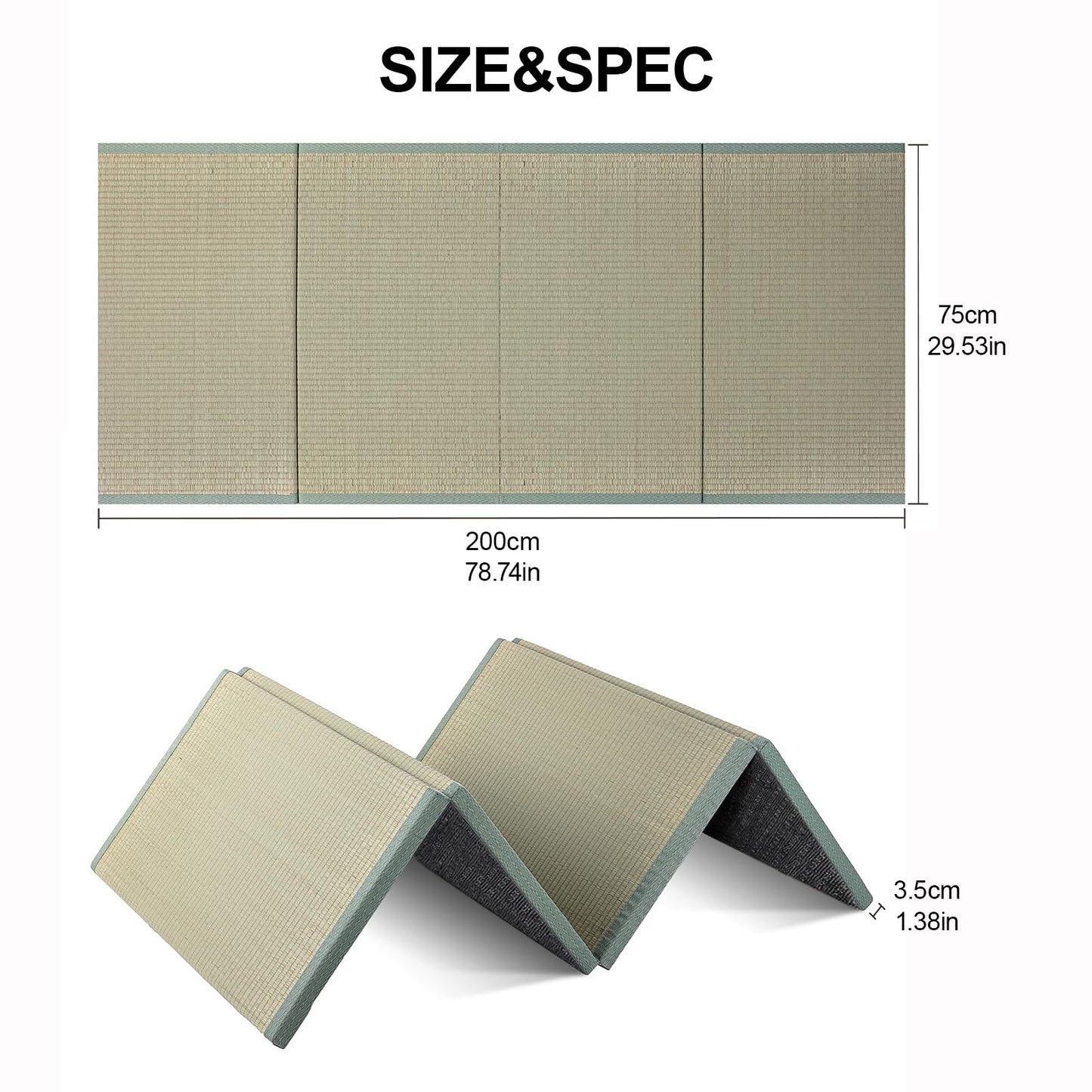 Japanese Traditional Tatami Mat,Mattress Firm And Comfortable 3 Folds Firm And Comfortable Futon Mattress With 100% Natural Green Rush Grass